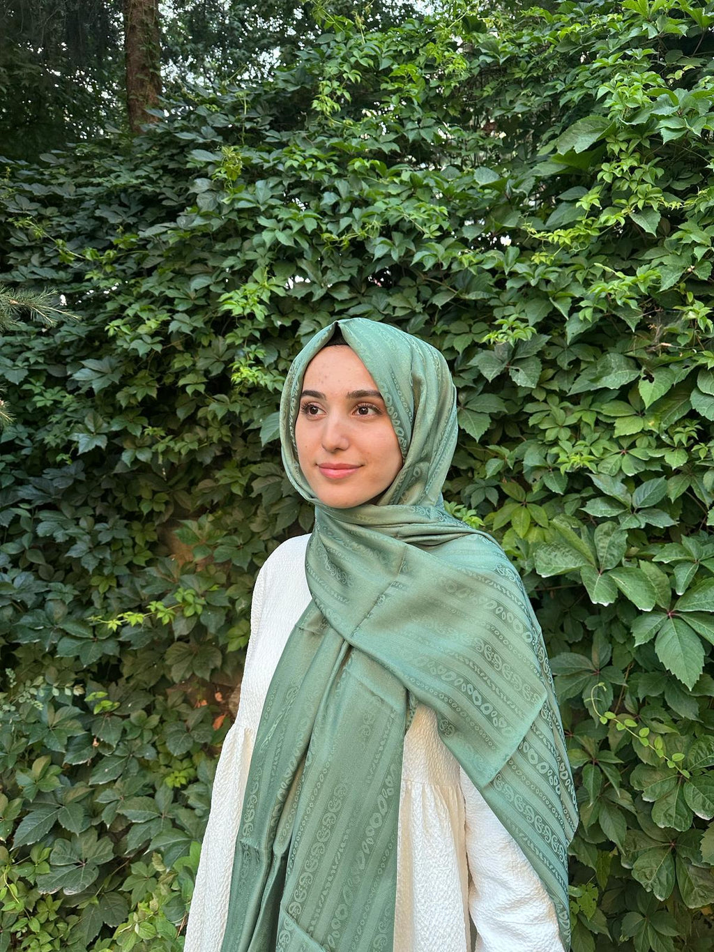 Furrow Desen Viskon Şal Doğa Yeşili