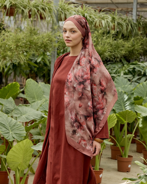 Flower Desen İpeksi Açık Kırmızı