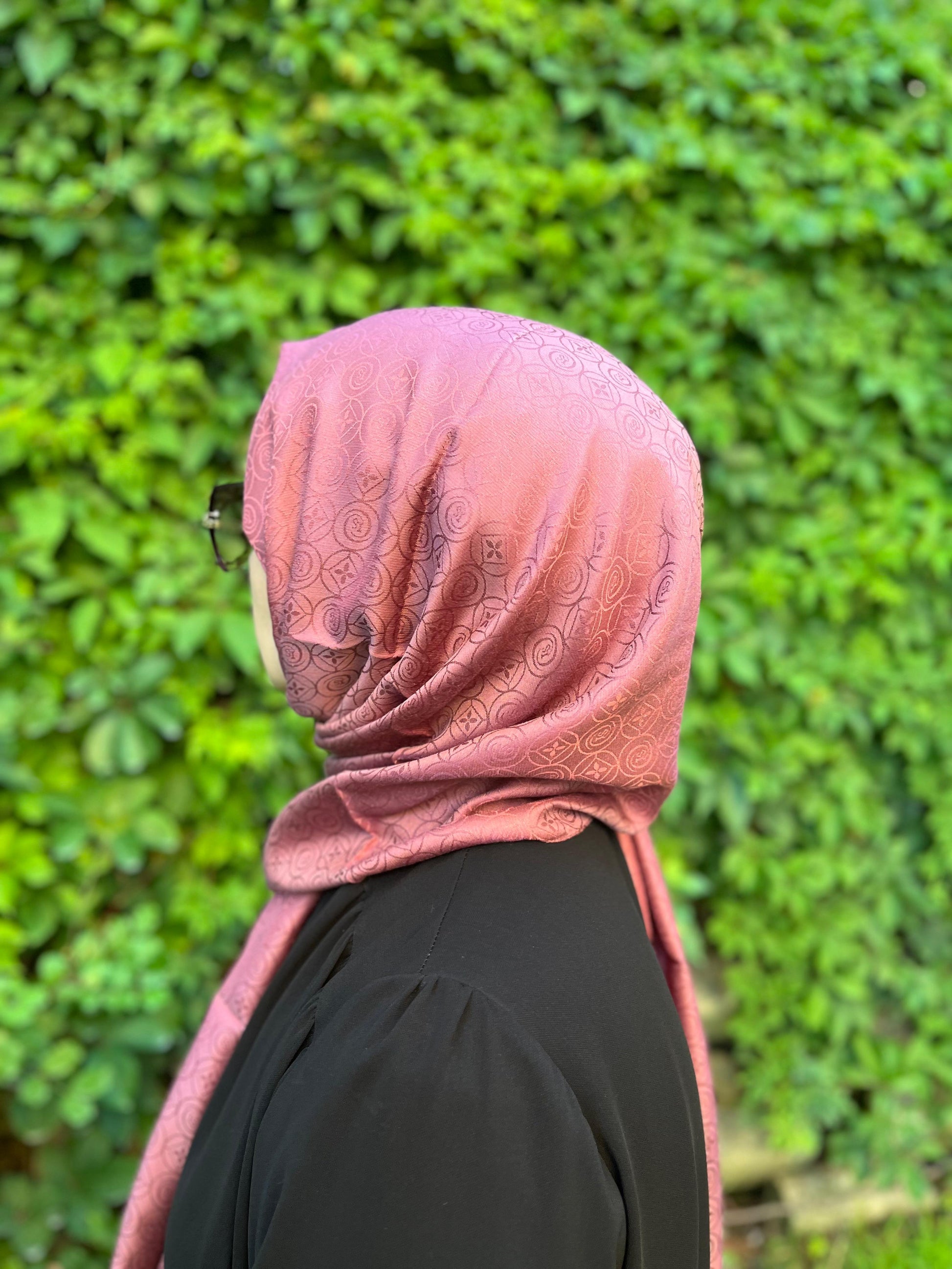 Oval Desen Viskon Şal Fusya