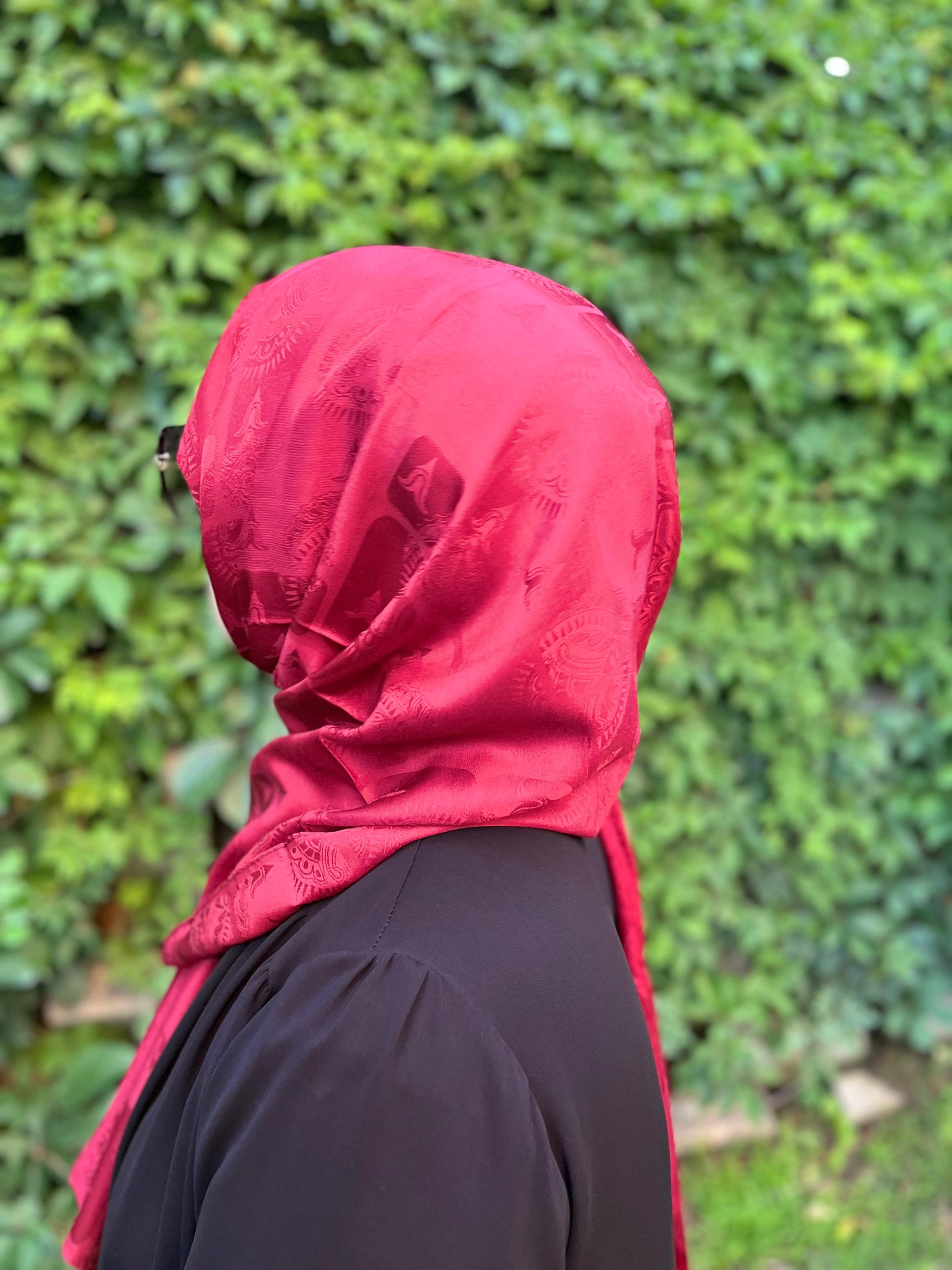 Rug Desen Viskon Şal Kırmızı