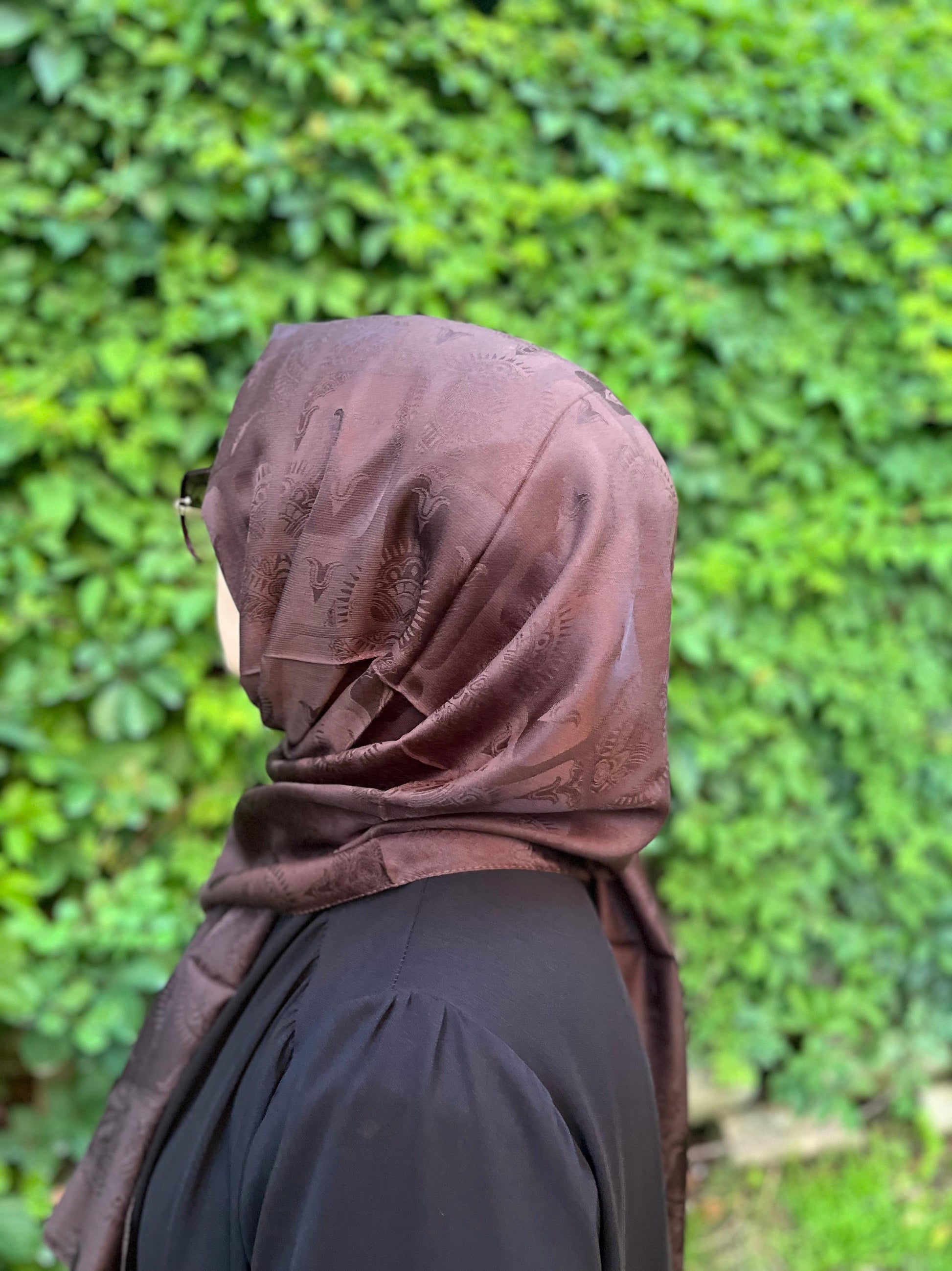 Rug Desen Viskon Şal Koyu Kahve