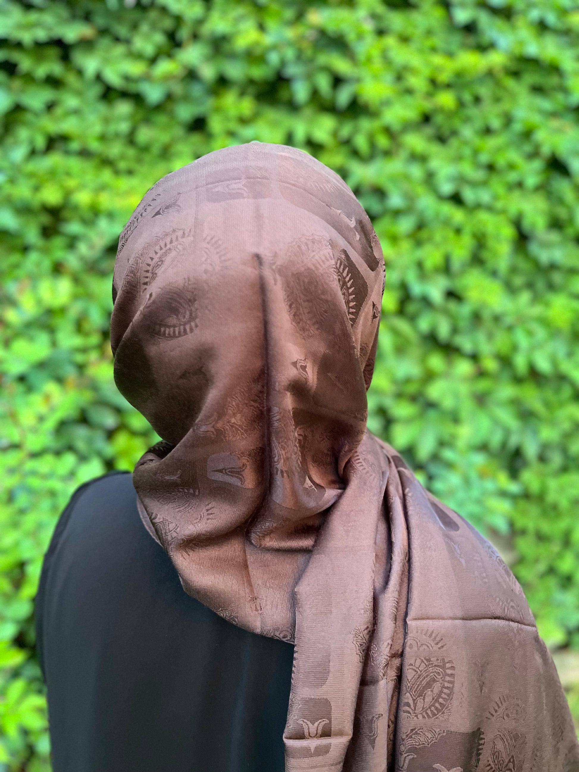 Rug Desen Viskon Şal Koyu Kahve